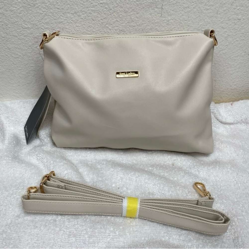 NWT New Yani J'adore Beige Bliss Zip Top Adjustable Strap Shoulder Purse Classic